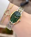 Kadranı Yeşil Kordonu Gold Gümüş Renk Kadın Kol Saati ve Bileklik