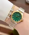 Kadranı Yeşil Kordonu Gold Gümüş Renk 30 Mm Kadın Kol Saati ve Bileklik