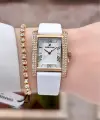 Kasası Gold Kordonu Beyaz Renk Kadın Kol Saati ve Bileklik