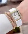 Kasası Gold Kordonu Beyaz Renk Kadın Kol Saati ve Bileklik