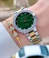 Kadranı Yeşil Kordonu Gold Gümüş Renk Kadın Kol Saati ve Bileklik