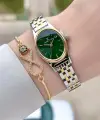 Gold Gümüş Yeşil Renk Hediye Paketli Kadın Kol Saati ve Bileklik