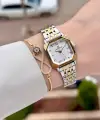 Gold Gümüş Renk Hediye Paketli 23 Mm Kare Kadın Kol Saati ve Bileklik