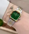 Gold Gümüş Yeşil Renk Hediye Paketli 23 Mm Kare Kadın Kol Saati ve Bileklik