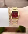 Santa Barbara Polo & Racquet Club Kadranı Bordo Kodronu Gold Renk 23,5 Mm Kadın Kol Saati ve Bileklik