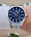 Santa Barbara Polo & Racquet Club Kadranı Lacivert Kordonu Gümüş Renk 45 mm Erkek Kol Saati