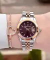 Kadranı Kahverengi Kodronu Rose Gümüş Renk 30 Mm Kadın Kol Saati ve Bileklik