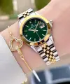 Kadranı Yeşil Kodronu Gold Gümüş Renk 30 Mm Kadın Kol Saati ve Bileklik