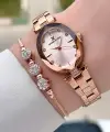 Rose Renk Kadın Kol Saati Ve Bileklik