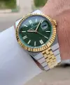 Kadranı Yeşil Kordonu Gold Gümüş Renk 5 ATM Hediye Paketli 41 mm Erkek Kol Saati
