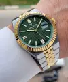 Kadranı Yeşil Kordonu Gold Gümüş Renk 5 ATM Hediye Paketli 41 mm Erkek Kol Saati
