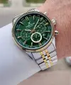 Kadranı Yeşil Kordonu Gold Gümüş Renk 43 Mm 5 ATM Erkek Kol Saati