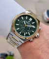 Kadranı Yeşil Kodronu Gold Gümüş Renk 43 Mm Erkek Kol Saati