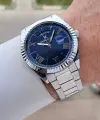 Kadranı Lacivert Kordonu Gümüş Renk 42,5 Mm 5 ATM Erkek Kol Saati