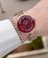 Kadranı Bordo Kodronu Rose Renk 30 Mm Kadın Kol Saati ve Hediye Bileklik