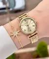 Gold Renk Kadın Kol Saati ve Bileklik