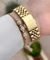 Gold Renk Kadın Kol Saati ve Bileklik
