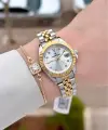 Gold Gümüş Renk 28 mm Kadın Kol Saati ve Bileklik