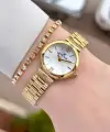 Gold Renk 26 Mm Kadın Kol Saati ve Bileklik