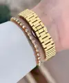 Gold Renk 26 Mm Kadın Kol Saati ve Bileklik