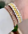 Gold Gümüş Renk 26 Mm Kadın Kol Saati ve Bileklik
