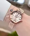 Rose Renk Kesme Camlı Kadın Kol Saati Ve Bileklik