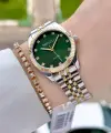 Kadranı Yeşil Kordonu Gold Gümüş Renk Kadın Kol Saati Ve Bileklik