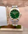 Kadranı Yeşil Kordonu Gold Gümüş Renk Kadın Kol Saati Ve Bileklik