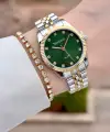 Kadranı Yeşil Kordonu Gold Gümüş Renk Kadın Kol Saati Ve Bileklik