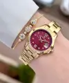 Kadranı Bordo Kordonu Gold Renk 28 mm Kadın Kol Saati ve Bileklik