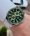 Kadranı Yeşil Kordonu Gümüş Renk 43,5 Mm Erkek Kol Saati