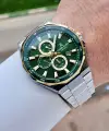Kadranı Yeşil Kordonu Gümüş Renk 43,5 Mm Erkek Kol Saati