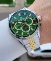 Kadranı Yeşil Kordonu Gold Renk Göstergeleri Aktif Erkek Kol Saati