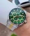 Kadranı Yeşil Kordonu Gold Renk Göstergeleri Aktif Erkek Kol Saati