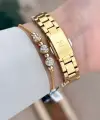 Gold Renk 28 mm Kadın Kol Saati ve Bileklik