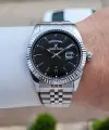 Kadranı Siyah Kordonu Gümüş Renk 42 Mm Erkek Kol Saati