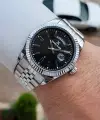 Kadranı Siyah Kordonu Gümüş Renk 42 Mm Erkek Kol Saati