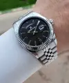 Kadranı Siyah Kordonu Gümüş Renk 42 Mm Erkek Kol Saati