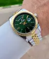 Kadranı Yeşil Kordonu Gold Gümüş Renk 42 Mm Erkek Kol Saati