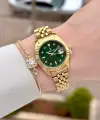 Kadranı Yeşil Kordonu Gold Renk 28 Mm Kadın Kol Saati ve Bileklik