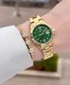 Kadranı Yeşil Kordonu Gold Renk 28 mm Kadın Kol Saati ve Bileklik