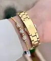 Kadranı Yeşil Kordonu Gold Renk 28 mm Kadın Kol Saati ve Bileklik