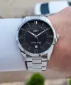 Kadranı Siyah Kordonu Gümüş Renk 42 Mm Erkek Kol Saati