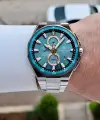 Kadranı Turkuaz Kordonu Gümüş Renk 43,5 Mm Erkek Kol Saati
