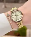 Kadranı Sarı Kordonu Gold Renk 30 Mm Kadın Kol Saati ve Bileklik