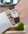 Kasası Rose Kordonu Siyah Renk 29 Mm Kadın Kol Saati ve Bileklik