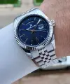 Kadranı Lacivert Kordonu Gümüş Renk 42 Mm Erkek Kol Saati