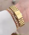 Gold Renk Kadın 30 Mm Kadın Kol Saati ve Hediye Bileklik