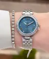 Kadranı Mavi Kordonu Gümüş Renk Kadın 30 Mm Kadın Kol Saati ve Hediye Bileklik