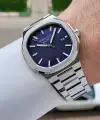 Kadranı Lacivert Kordonu Gümüş Renk 40 Mm Erkek Kol Saati